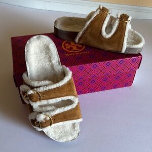 Tory Burch Anatomical Shearling Slides